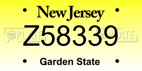 Z58339 New Jersey License Plate