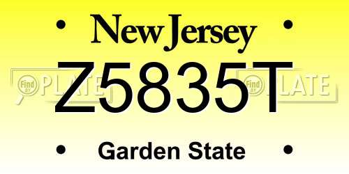 Z5835T New Jersey License Plate
