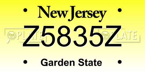Z5835Z New Jersey License Plate