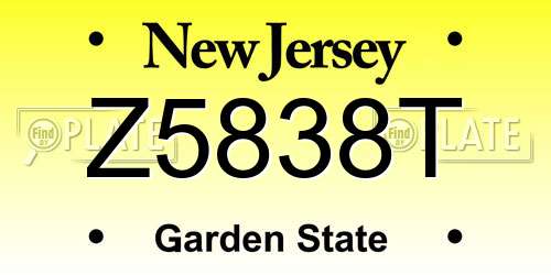 Z5838T New Jersey License Plate