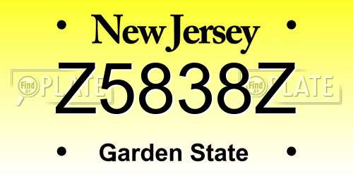 Z5838Z New Jersey License Plate