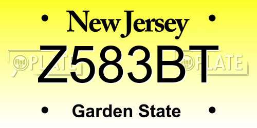 Z583BT New Jersey License Plate