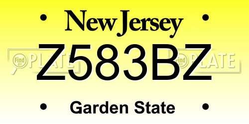 Z583BZ New Jersey License Plate