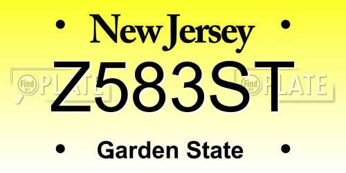Z583ST New Jersey License Plate