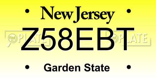 Z58EBT New Jersey License Plate