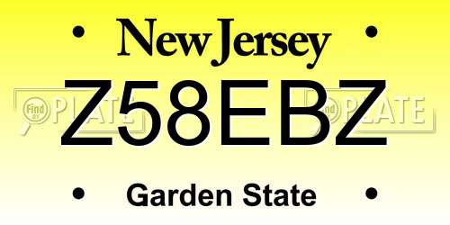 Z58EBZ New Jersey License Plate