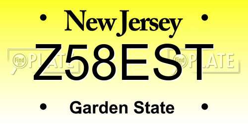 Z58EST New Jersey License Plate