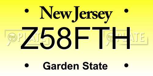Z58FTH New Jersey License Plate