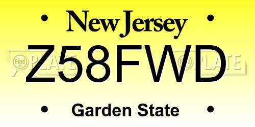 Z58FWD New Jersey License Plate