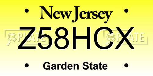 Z58HCX New Jersey License Plate