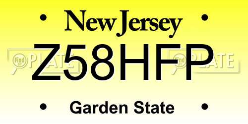 Z58HFP New Jersey License Plate