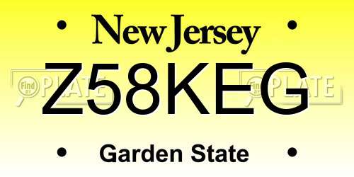 Z58KEG New Jersey License Plate