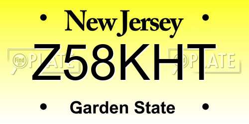 Z58KHT New Jersey License Plate