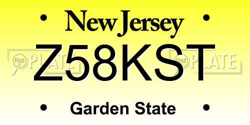 Z58KST New Jersey License Plate