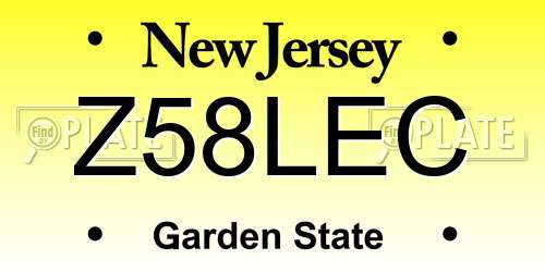 Z58LEC New Jersey License Plate