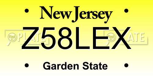 Z58LEX New Jersey License Plate