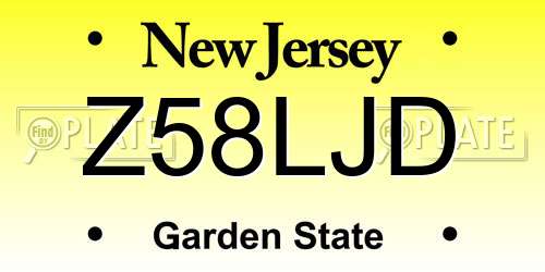 Z58LJD New Jersey License Plate