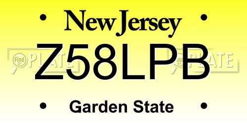 Z58LPB New Jersey License Plate