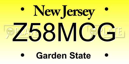Z58MCG New Jersey License Plate