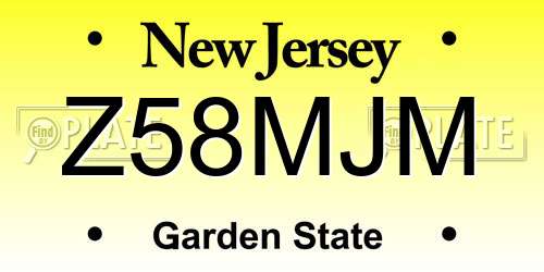 Z58MJM New Jersey License Plate
