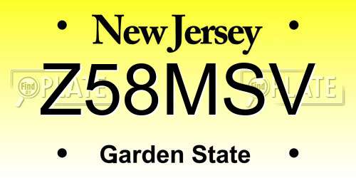 Z58MSV New Jersey License Plate