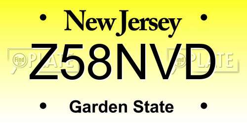 Z58NVD New Jersey License Plate