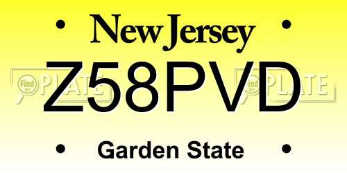 Z58PVD New Jersey License Plate