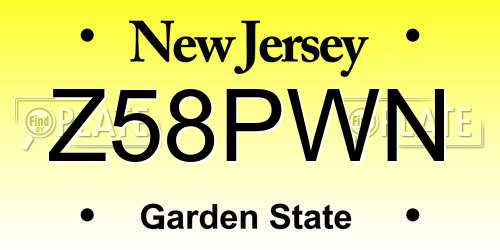 Z58PWN New Jersey License Plate