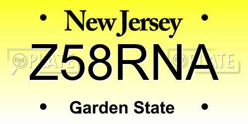 Z58RNA New Jersey License Plate