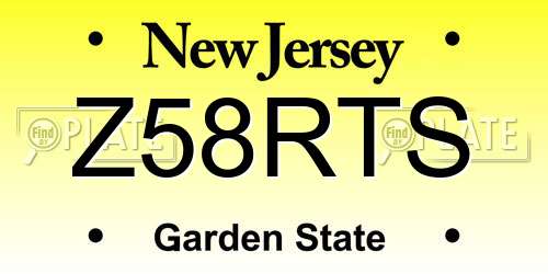 Z58RTS New Jersey License Plate