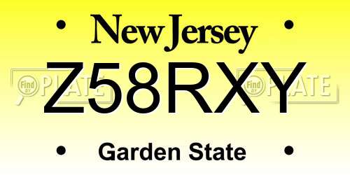 Z58RXY New Jersey License Plate
