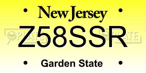Z58SSR New Jersey License Plate