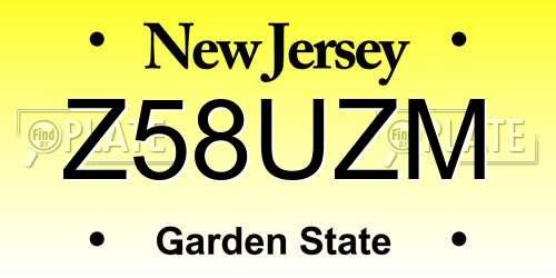 Z58UZM New Jersey License Plate