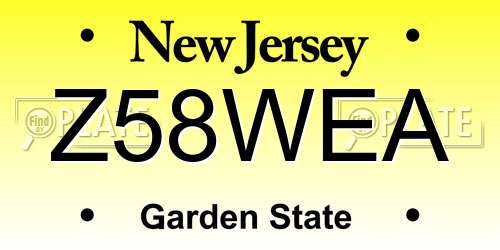 Z58WEA New Jersey License Plate