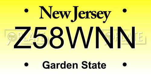 Z58WNN New Jersey License Plate