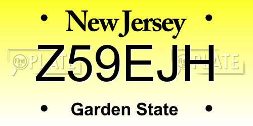 Z59EJH New Jersey License Plate