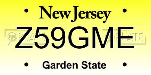 Z59GME New Jersey License Plate