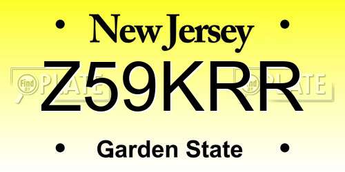 Z59KRR New Jersey License Plate