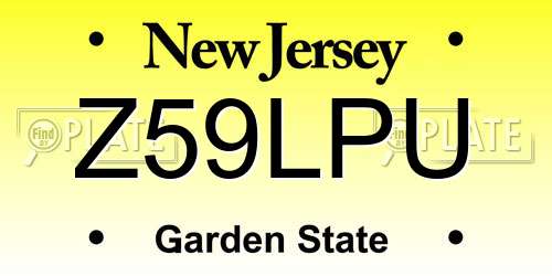 Z59LPU New Jersey License Plate