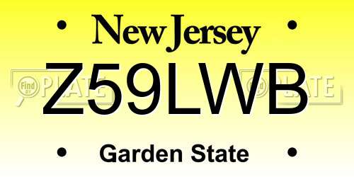 Z59LWB New Jersey License Plate