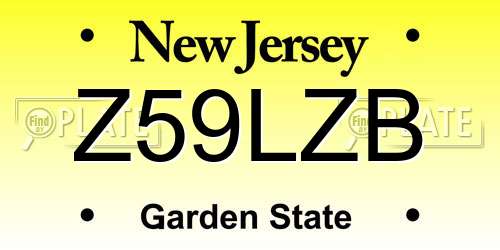 Z59LZB New Jersey License Plate