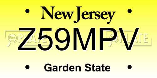 Z59MPV New Jersey License Plate