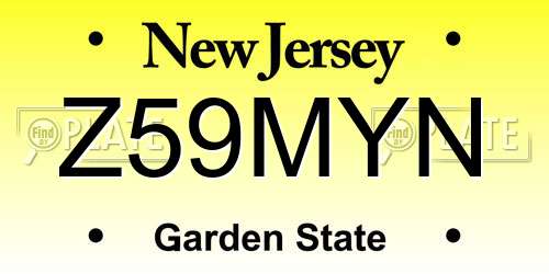 Z59MYN New Jersey License Plate