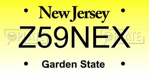 Z59NEX New Jersey License Plate