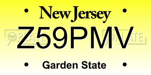 Z59PMV New Jersey License Plate