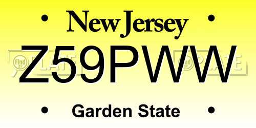 Z59PWW New Jersey License Plate