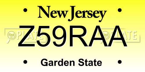 Z59RAA New Jersey License Plate