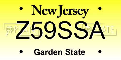 Z59SSA New Jersey License Plate