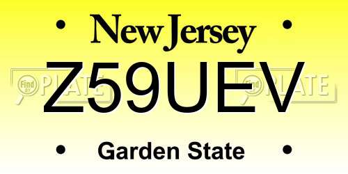 Z59UEV New Jersey License Plate