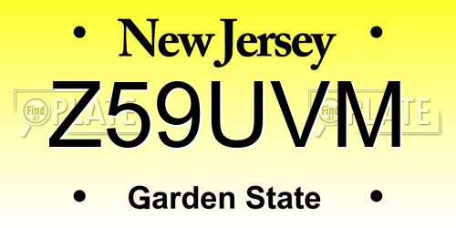 Z59UVM New Jersey License Plate